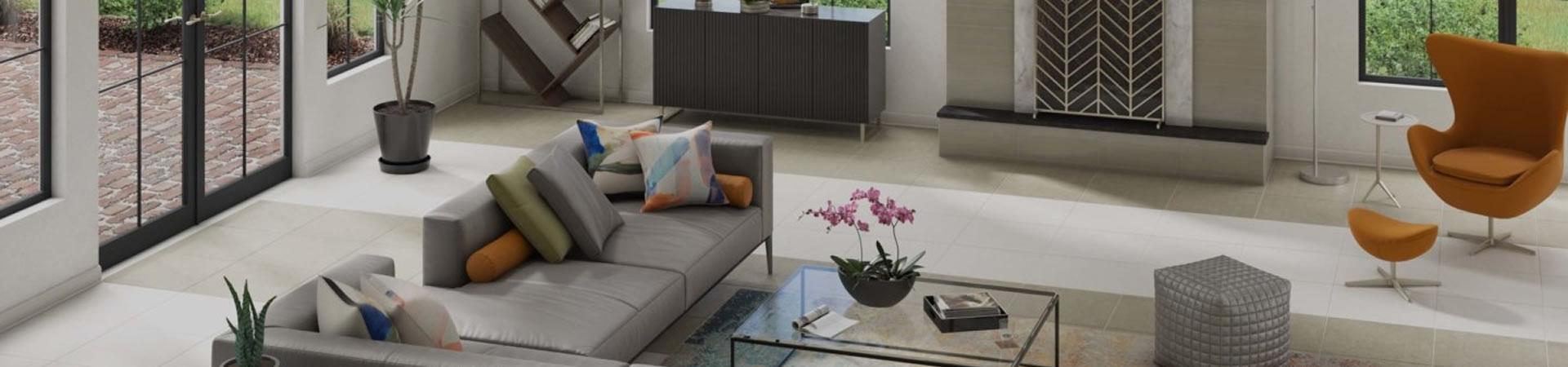 Room scene with CLEO limestone composite flooring