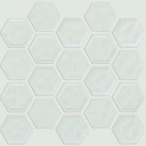 Geoscapes Hexagon glass tile from Shaw, in Bone