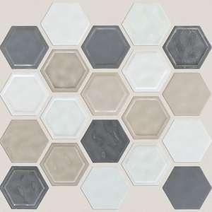 Geoscapes Hexagon glass tile from Shaw, in Warm Blend