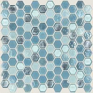 Molten Hexagon Glass tile by Shaw, in Santorini