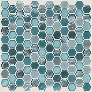 Molten Hexagon Glass tile by Shaw, in Hydra