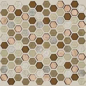 Molten Hexagon Glass tile by Shaw, in Penny