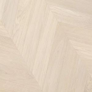 Chevron hardwood flooring in White Frost (oak)