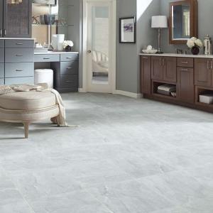 Room scene with Arena ceramic tile by Shaw, in Silver