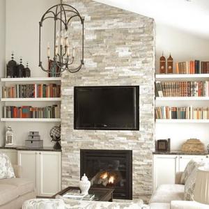 Room scene with Olympia quartzite fireplace surround