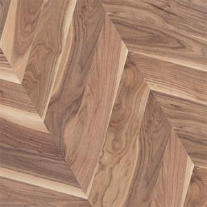 Chevron hardwood flooring in American Walnut Foggy Dawn