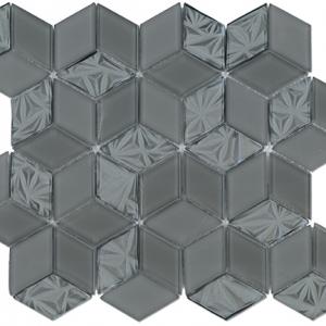 Diamond Hex glass tile from Olympia, in Charcoal Grey