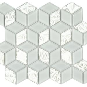 Diamond Hex glass tile from Olympia, in Super White