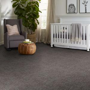 Room scene with Fine Structure carpet by Shaw, in Grounded Grey