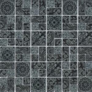 Olympia Floral glass tile in Black