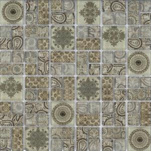 Olympia Floral glass tile in Brown