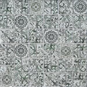 Olympia Floral glass tile in Super White