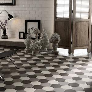 Room scene with Hexatile Matte porcelain tiles from Centura in varying colours