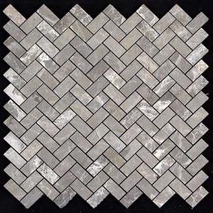 Olympia marble tile in Tuana Herringbone