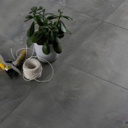 Floor with dark stone tile