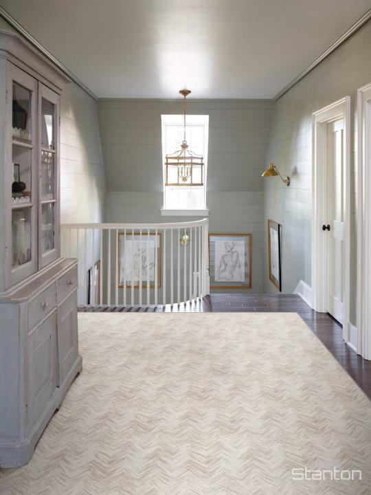 Room scene with Grandeur Gradient wool carpet from Stanton, in Bone