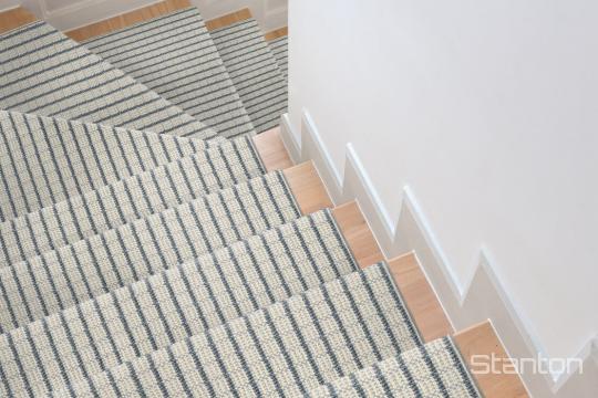 Stairway with Gingham stair runner from Stanton in Porcelain