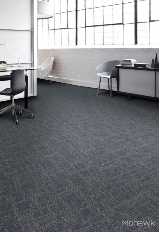 Room scene with Captured Idea carpet tiles, by Mohawk, in Shape