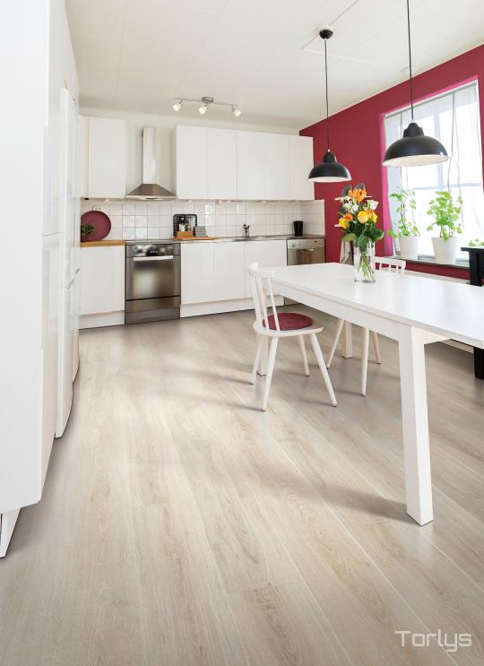 Room scene with Fjord laminate flooring from Torlys