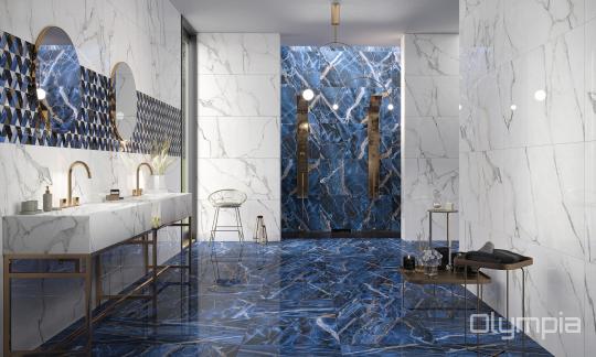 Room scene with Rhapsody porcelain tile in White Beauty and Universe
