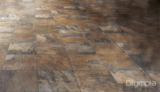Floor with Geology Series porcelain tile by Olympia, in Soil (Brown)